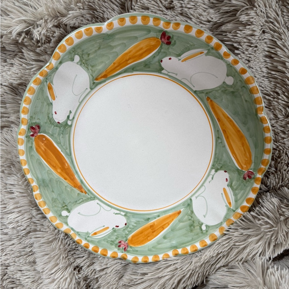 RARE SOLIMENE VIETRI ITALY HAND PAINTED EASTER BUNNY RABBIT CHARGER PLATE EUC